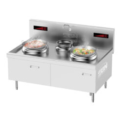 Bếp chảo xào đôi điện từ công nghiệp 2x8kW SBN-SXC08C-01, chảo lõm rời