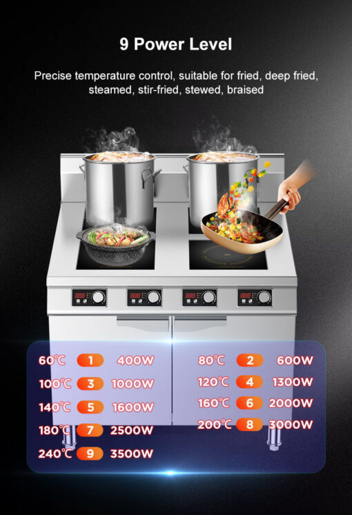 Bếp từ công nghiệp 4 vùng nấu mặt phẳng 4x3.5kW (14kW) SBN-4BZL3.5X-10 - Ảnh 8