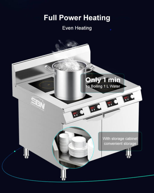 Bếp từ công nghiệp 4 vùng nấu mặt phẳng 4x3.5kW (14kW) SBN-4BZL3.5X-10 - Ảnh 5