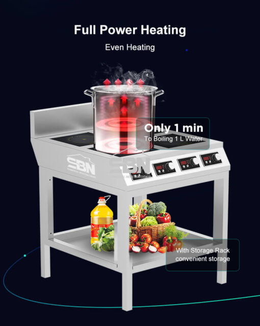 Bếp từ công nghiệp 4 vùng nấu mặt phẳng 4x5kW (20kW) SBN-AB0011A - Ảnh 3
