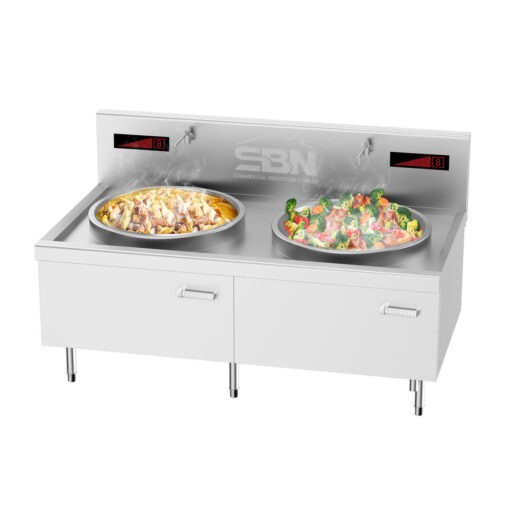 Bếp xào chảo liền đôi điện từ công nghiệp 15kW SBN-SDC15C-07